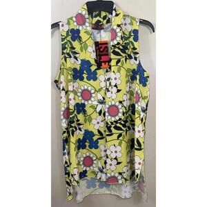 Isle by Melis Kozan NWT Yellow & Multicolor Floral Hippie Sleeveless Top Medium